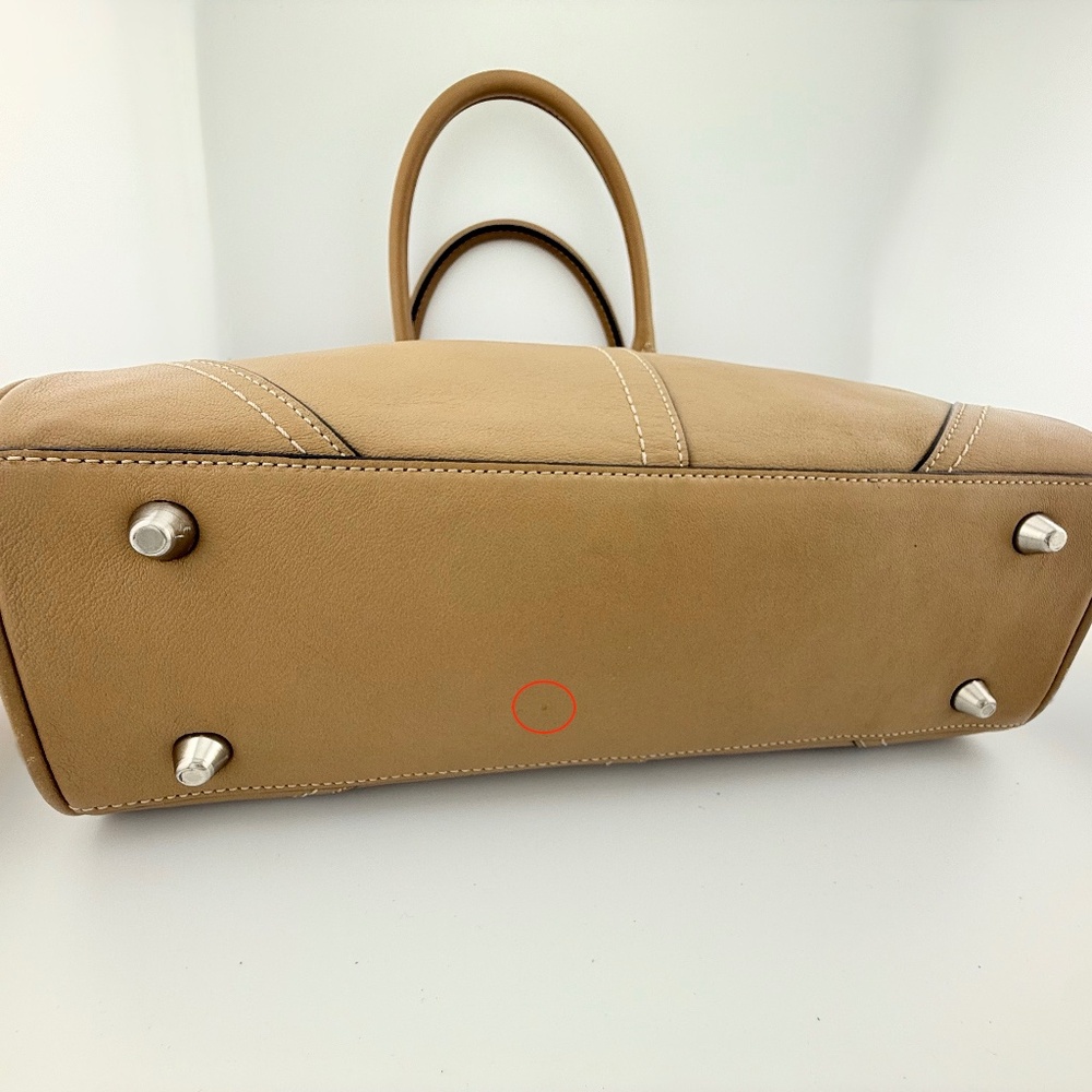 Coach Hampton Leather Satchel Handbag Purse Tan Camel F11199 - Picture 6 of 16